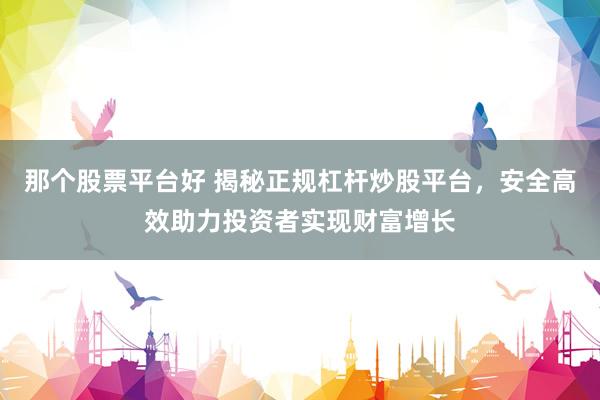 那個(gè)股票平臺(tái)好 揭秘正規(guī)杠桿炒股平臺(tái)，安全高效助力投資者實(shí)現(xiàn)財(cái)富增長(zhǎng)