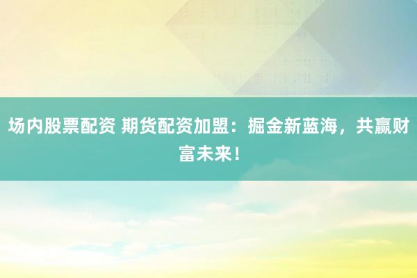 場內(nèi)股票配資 期貨配資加盟：掘金新藍(lán)海，共贏財富未來！